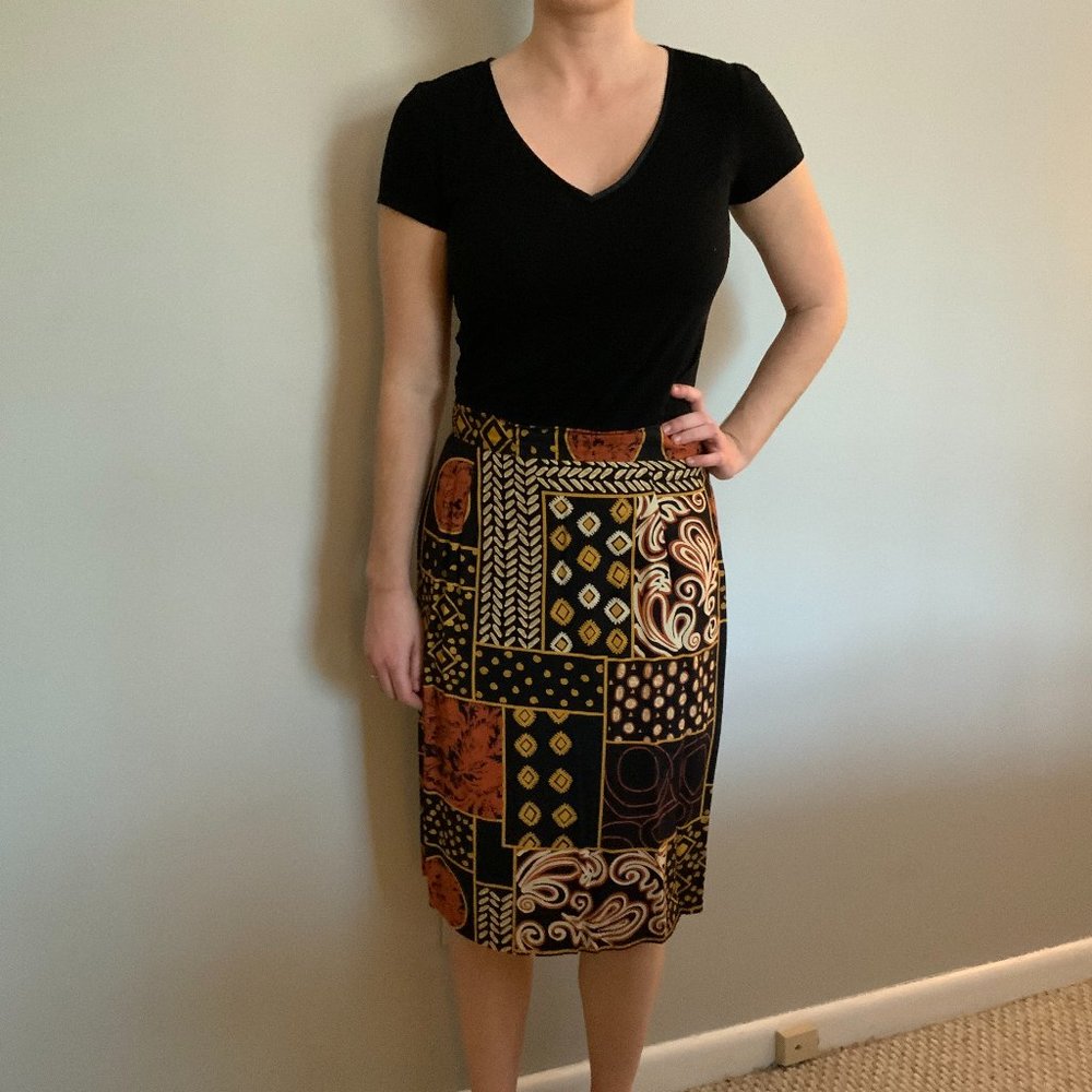 African Print Pencil Skirt with Back Slit
